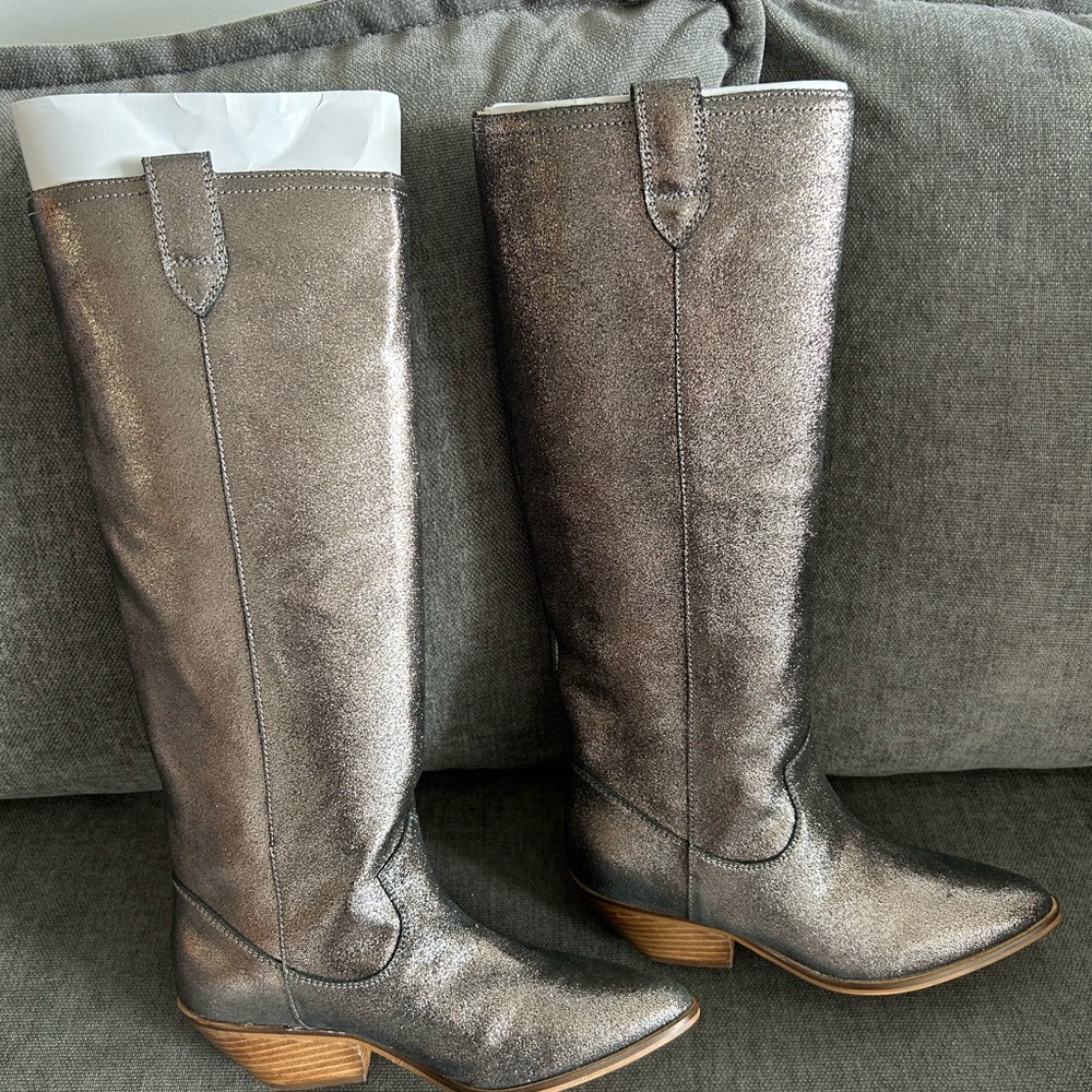 Boden Silver Heeled Western Boot